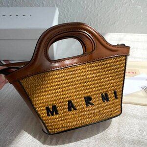 Marni Tropicalia Micro Bag Brown Leather Raffia